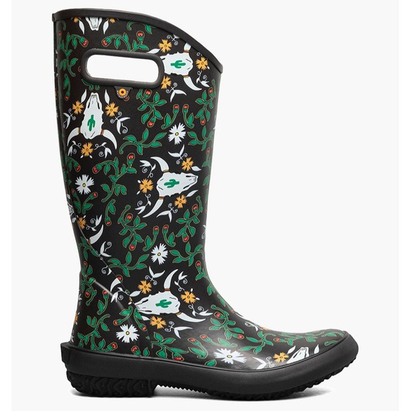 Bogs Rainboot Rodeo Black Green Waterproof Boots Womens 7 EU 38 - Picture 1 of 10